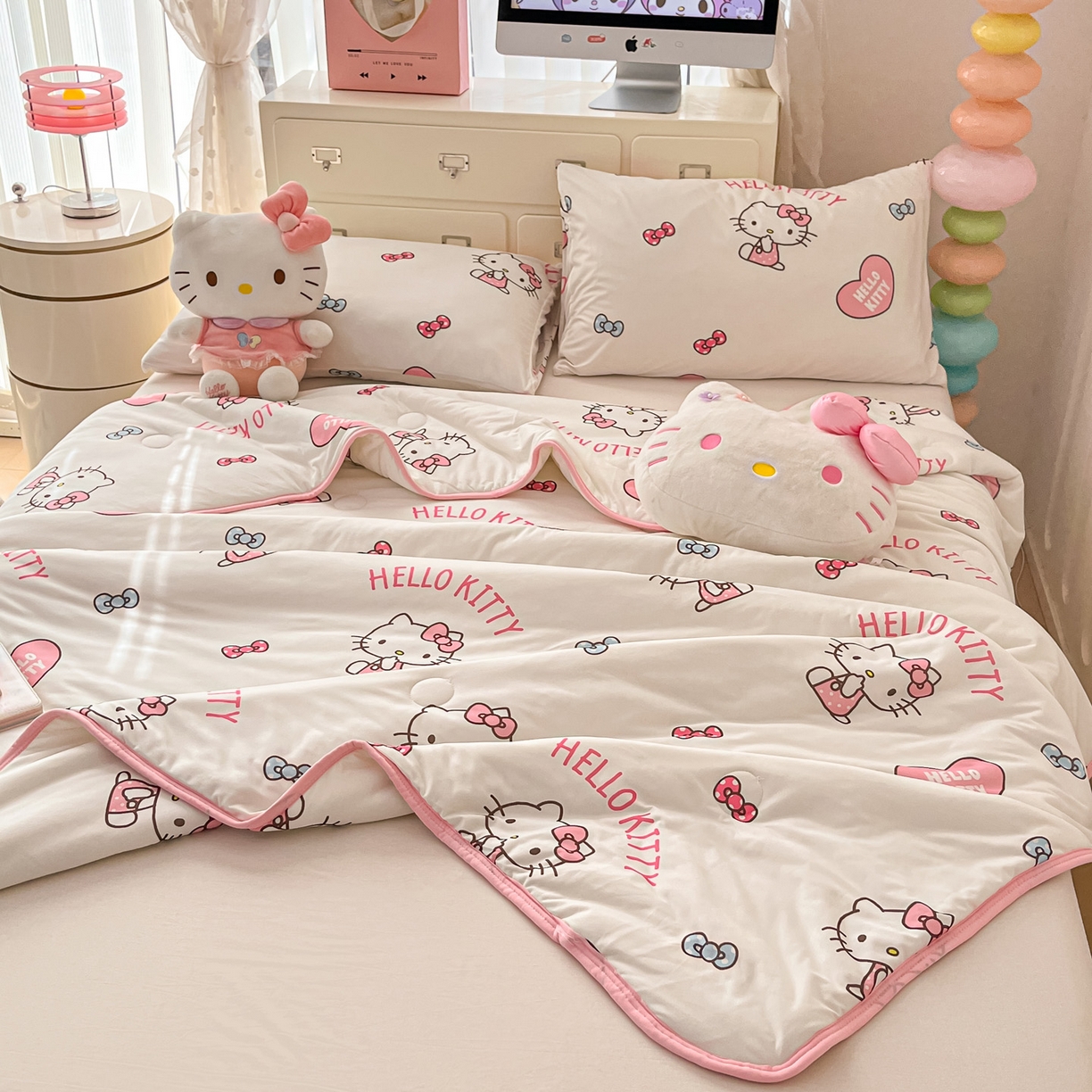 91家纺网 家纺一手货源 找家纺 暮思家居 2026新款正版授权三丽鸥A类仿锦氨小冰皮夏被夏凉被空调被 小冰皮-公主KT