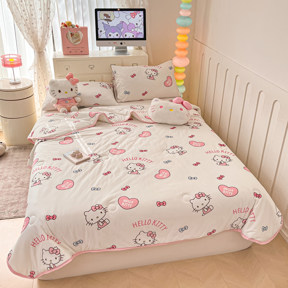 91家纺网 家纺一手货源 找家纺 暮思家居 2026新款正版授权三丽鸥A类仿锦氨小冰皮夏被夏凉被空调被 小冰皮-公主KT