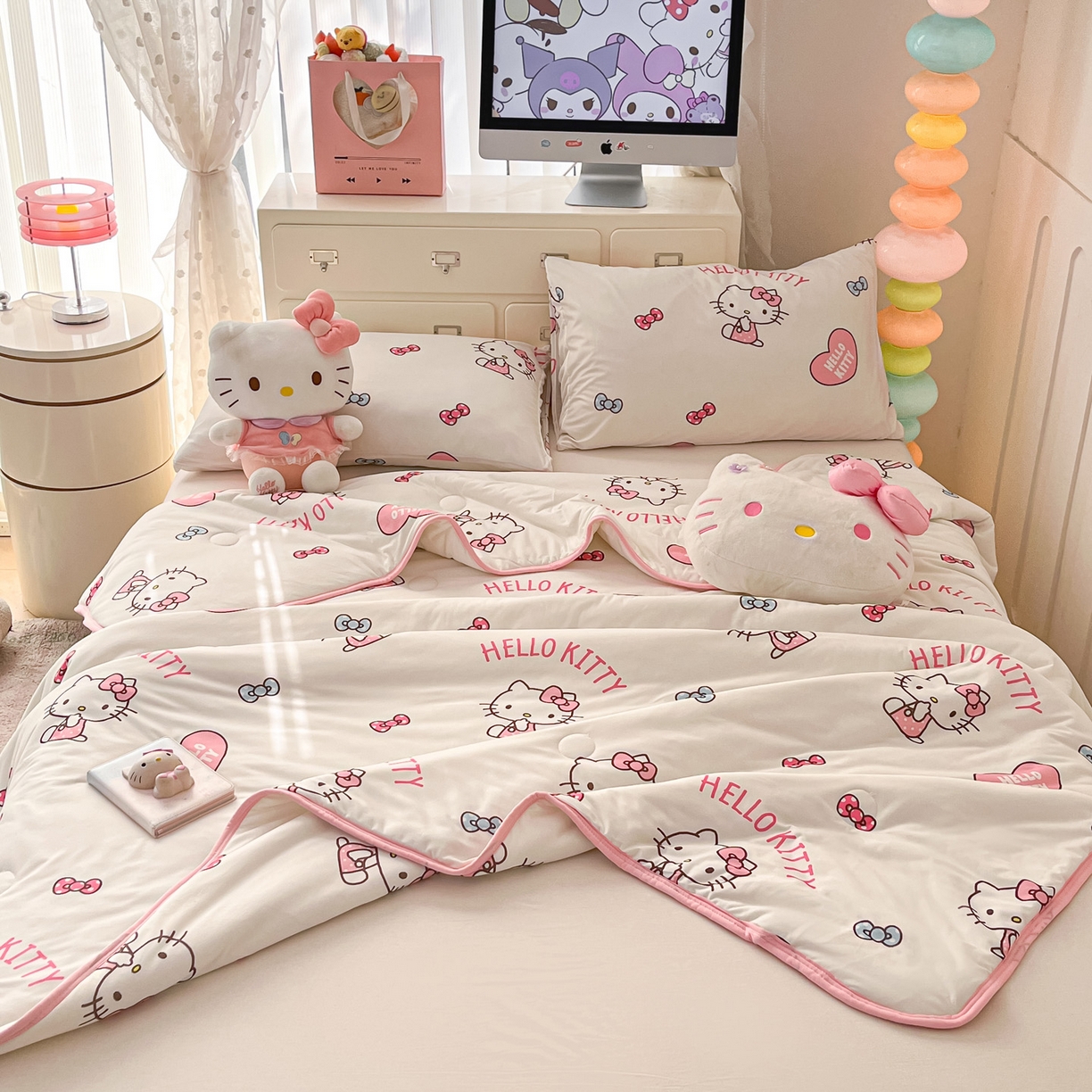 91家纺网 家纺一手货源 找家纺 暮思家居 2026新款正版授权三丽鸥A类仿锦氨小冰皮夏被夏凉被空调被 小冰皮-公主KT