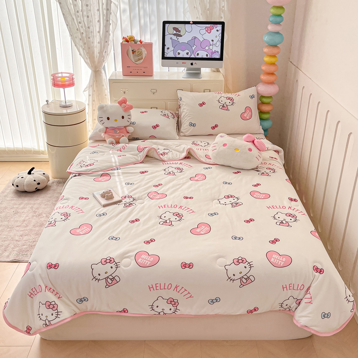 91家纺网 家纺一手货源 找家纺 暮思家居 2026新款正版授权三丽鸥A类仿锦氨小冰皮夏被夏凉被空调被 小冰皮-公主KT