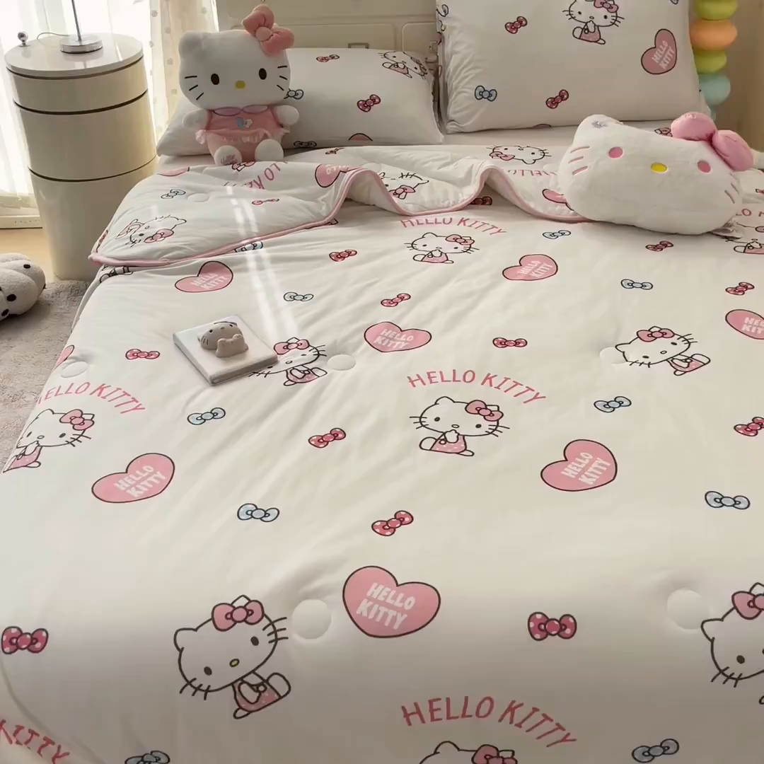 91家纺网 家纺一手货源 找家纺 暮思家居 2026新款正版授权三丽鸥A类仿锦氨小冰皮夏被夏凉被空调被 小冰皮-公主KT