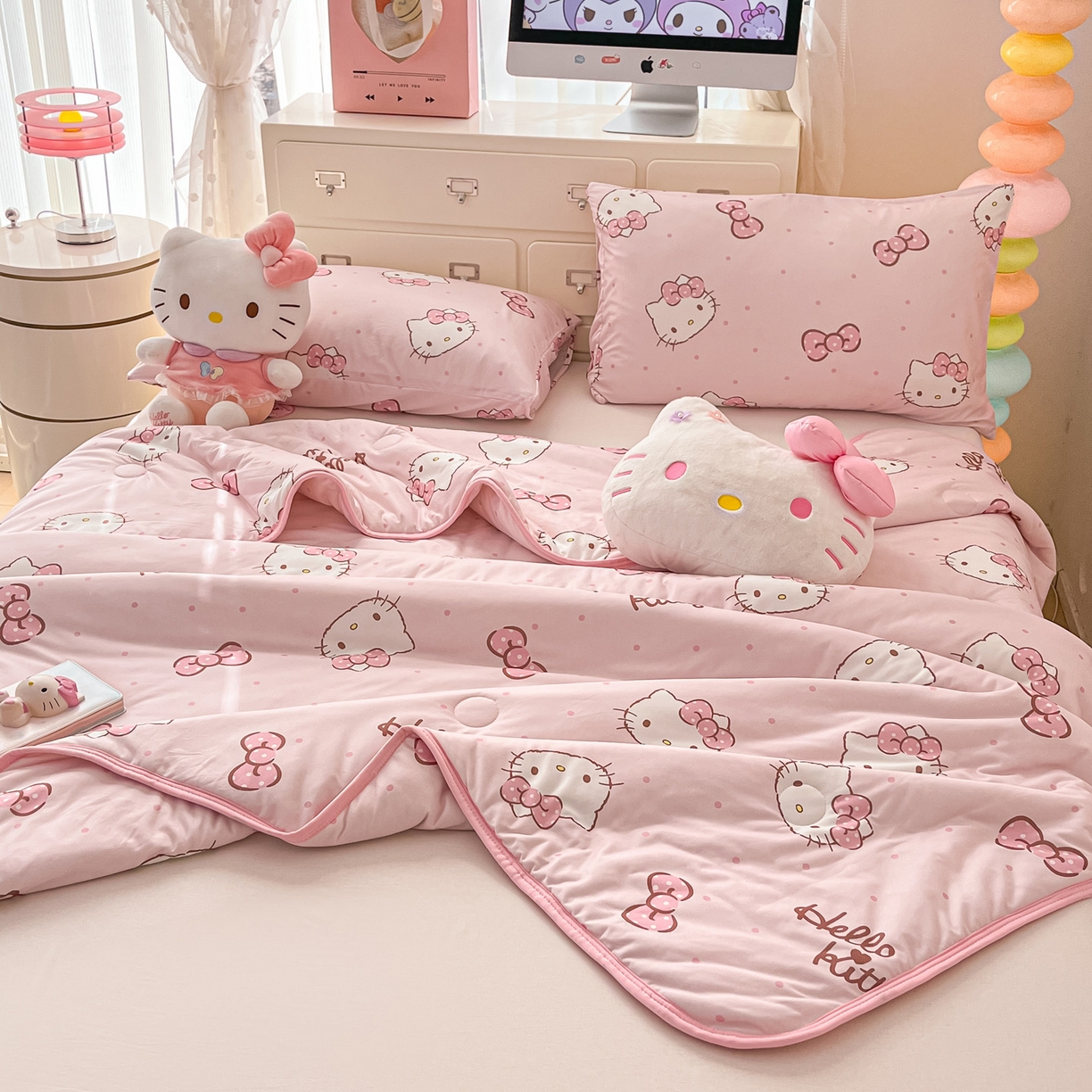 91家纺网 家纺一手货源 找家纺 暮思家居 2026新款正版授权三丽鸥A类仿锦氨小冰皮夏被夏凉被空调被 小冰皮-可爱KT