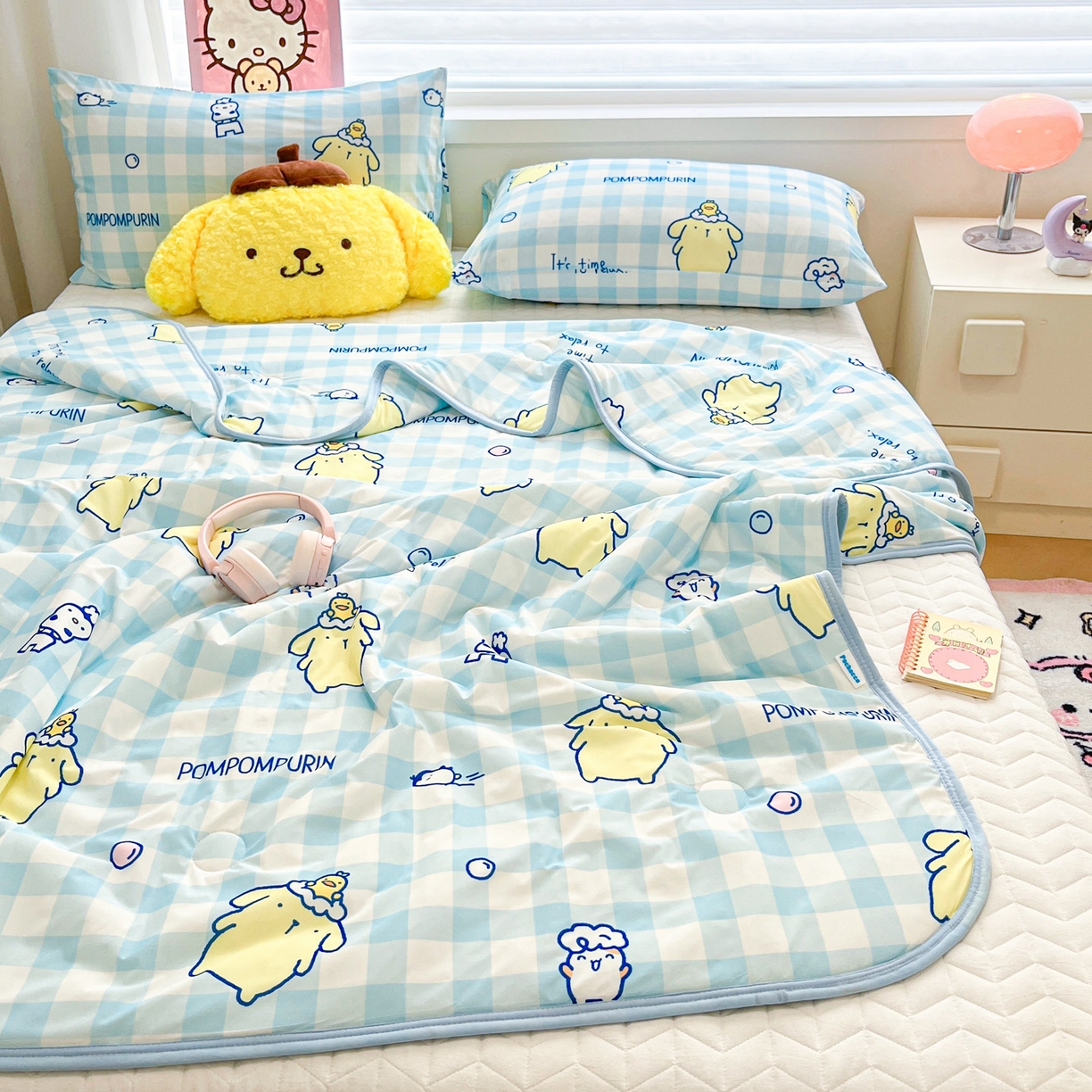 91家纺网 家纺一手货源 找家纺 暮思家居 2026新款正版授权三丽鸥A类仿锦氨小冰皮夏被夏凉被空调被 小冰皮-泡泡布丁狗