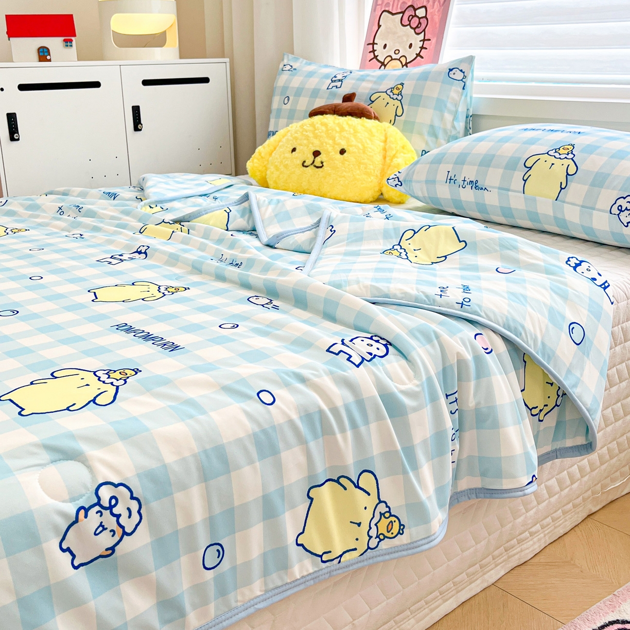 91家纺网 家纺一手货源 找家纺 暮思家居 2026新款正版授权三丽鸥A类仿锦氨小冰皮夏被夏凉被空调被 小冰皮-泡泡布丁狗