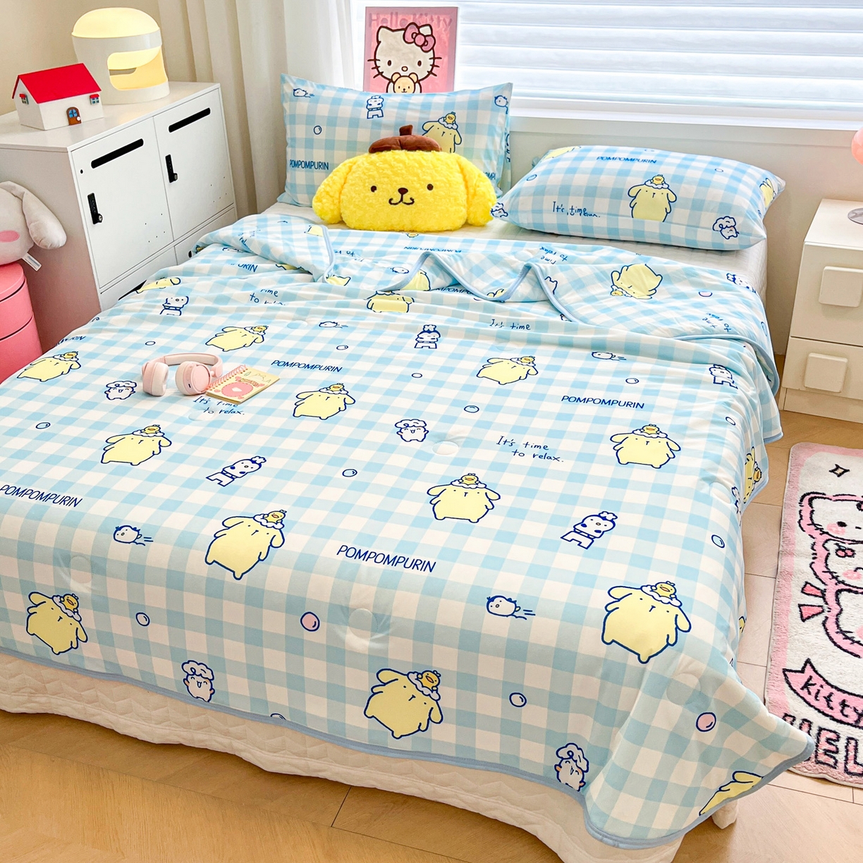 91家纺网 家纺一手货源 找家纺 暮思家居 2026新款正版授权三丽鸥A类仿锦氨小冰皮夏被夏凉被空调被 小冰皮-泡泡布丁狗