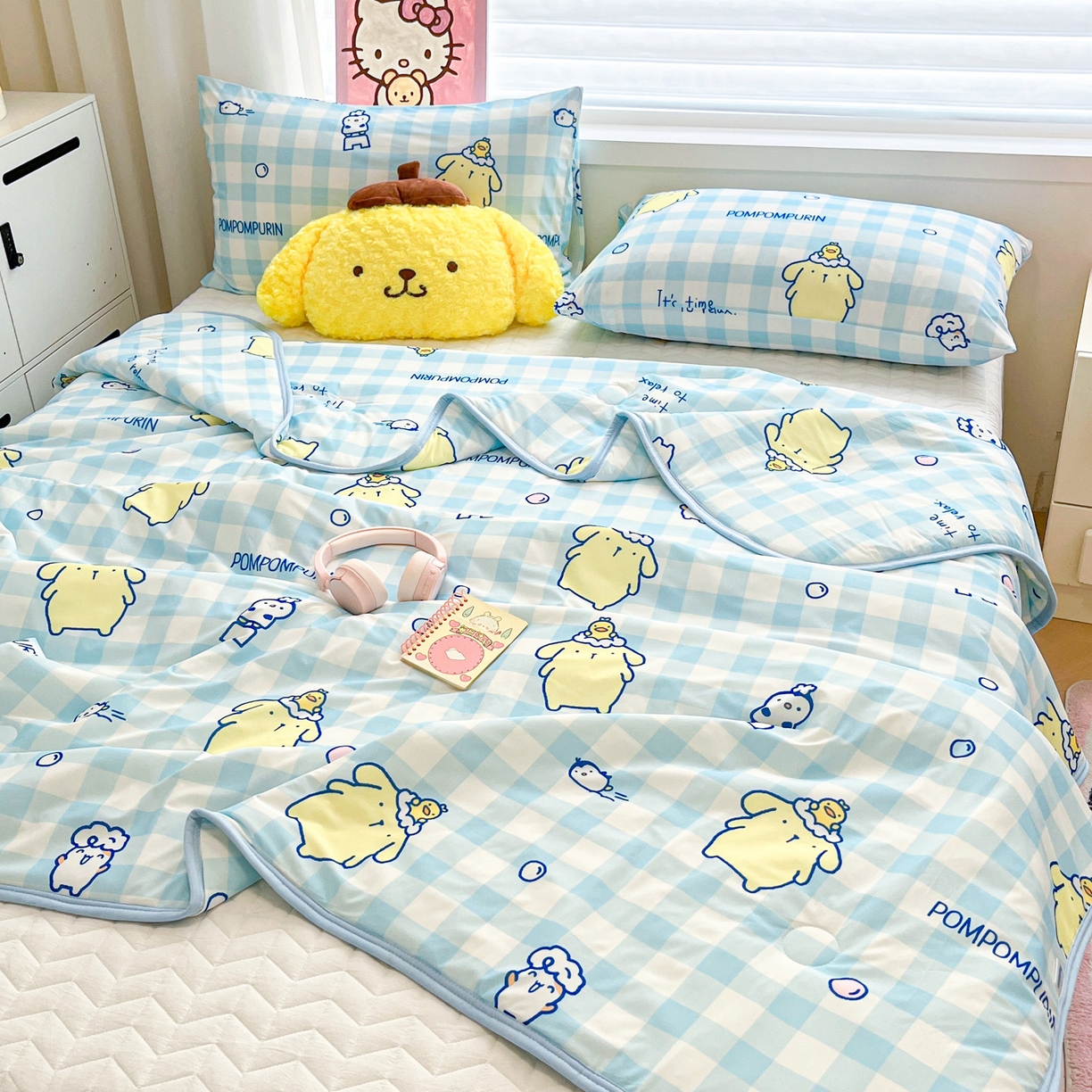 91家纺网 家纺一手货源 找家纺 暮思家居 2026新款正版授权三丽鸥A类仿锦氨小冰皮夏被夏凉被空调被 小冰皮-泡泡布丁狗