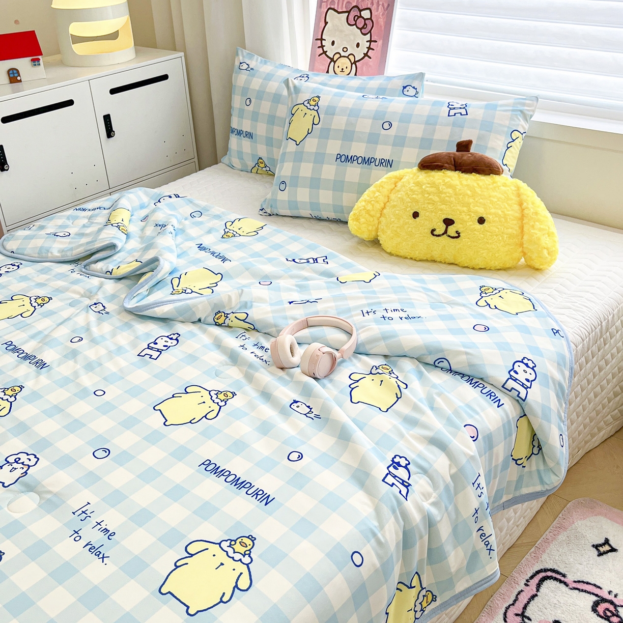 91家纺网 家纺一手货源 找家纺 暮思家居 2026新款正版授权三丽鸥A类仿锦氨小冰皮夏被夏凉被空调被 小冰皮-泡泡布丁狗