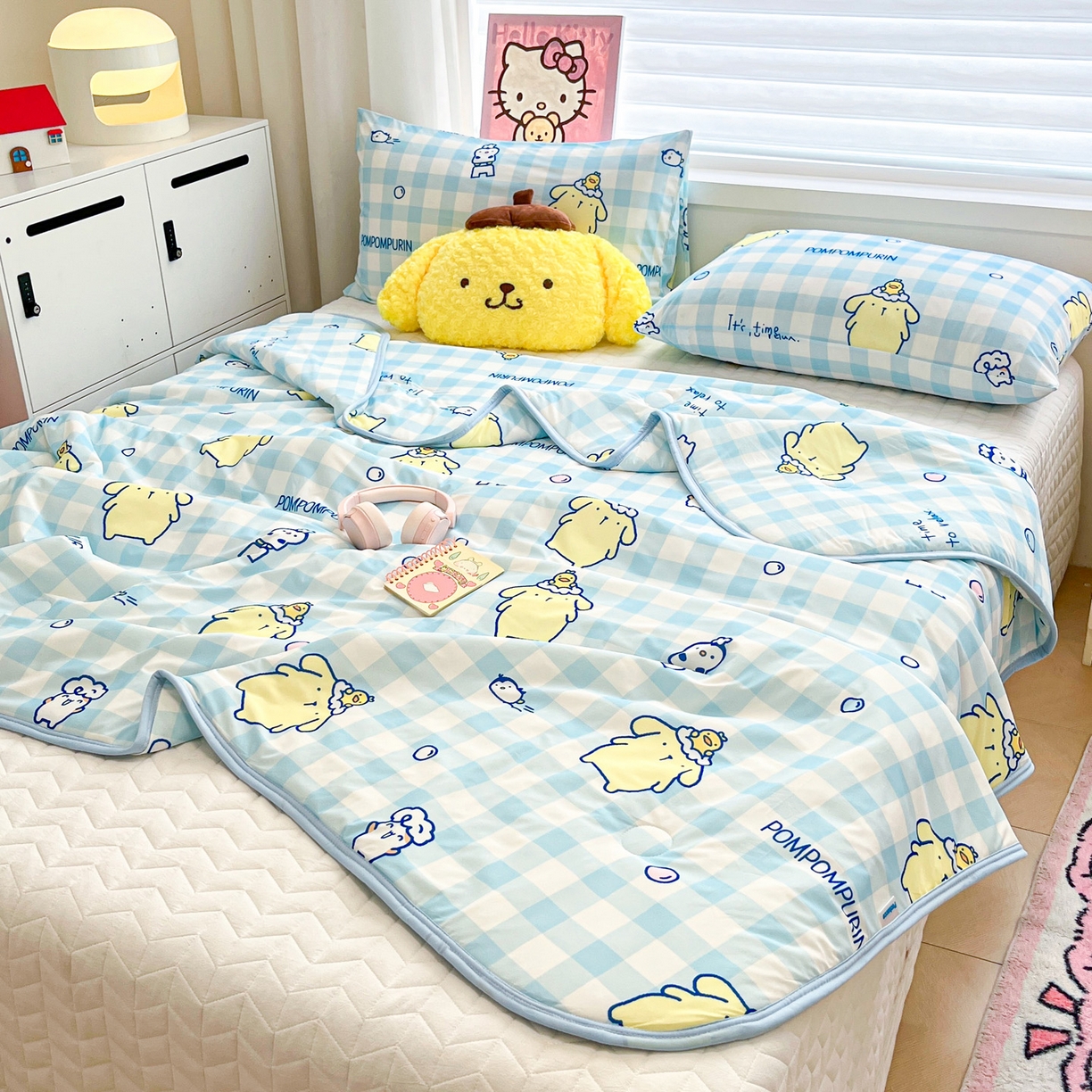 91家纺网 家纺一手货源 找家纺 暮思家居 2026新款正版授权三丽鸥A类仿锦氨小冰皮夏被夏凉被空调被 小冰皮-泡泡布丁狗