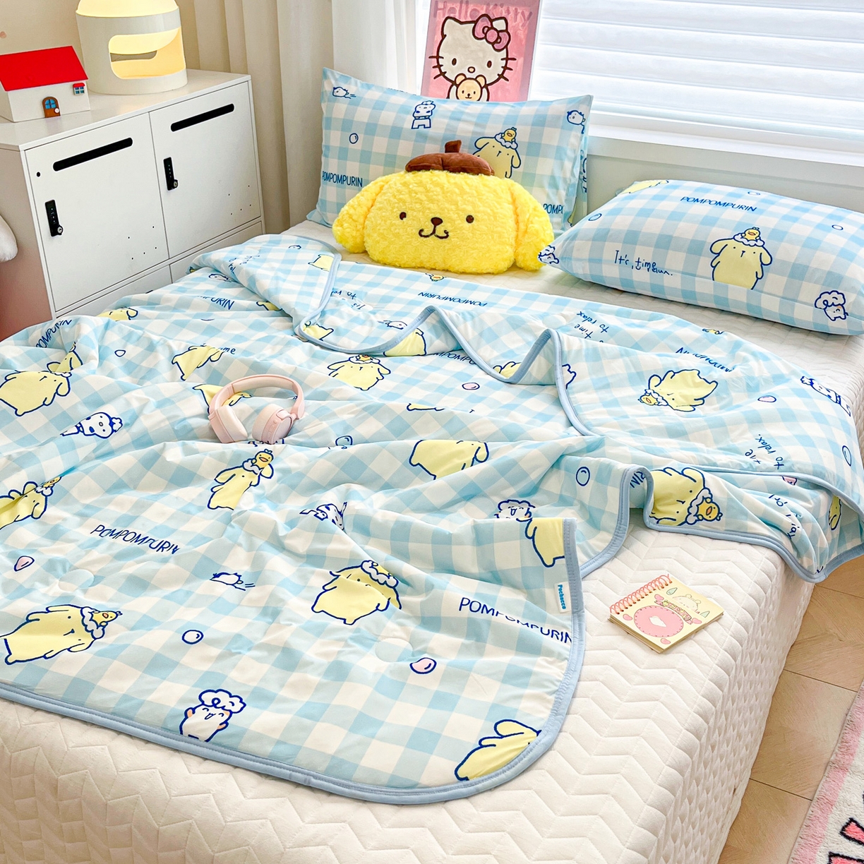 91家纺网 家纺一手货源 找家纺 暮思家居 2026新款正版授权三丽鸥A类仿锦氨小冰皮夏被夏凉被空调被 小冰皮-泡泡布丁狗