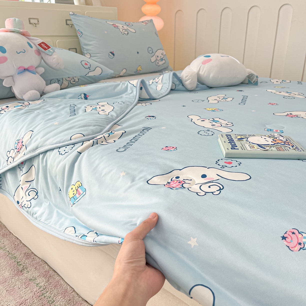 91家纺网 家纺一手货源 找家纺 暮思家居 2026新款正版授权三丽鸥A类仿锦氨小冰皮夏被夏凉被空调被 小冰皮-甜品玉桂狗