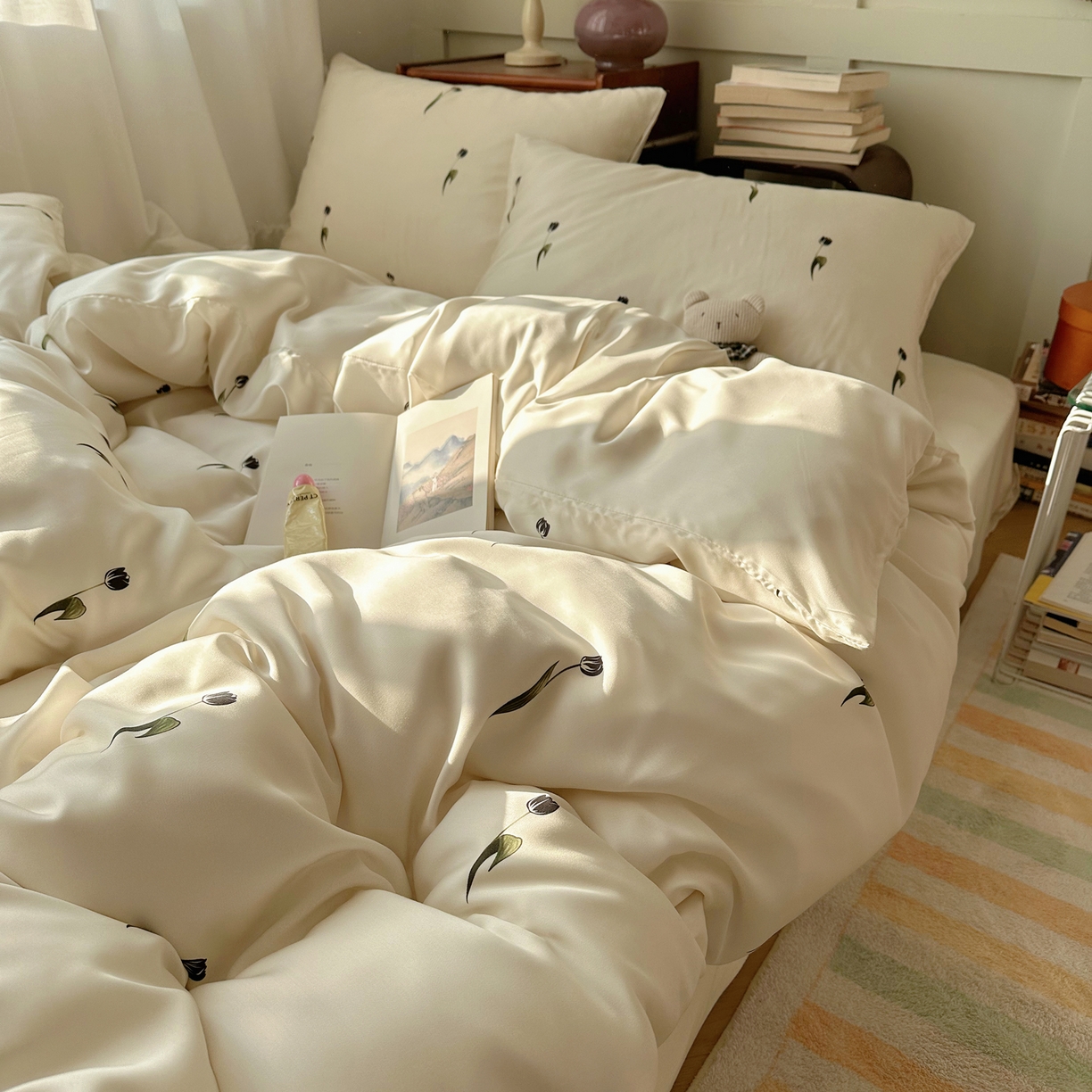 91家纺网 家纺一手货源 找家纺 （总）悦织湾家纺 2026新款亲肤冰丝印花四件套春夏冰爽凉感床上用品三四件套学生宿舍