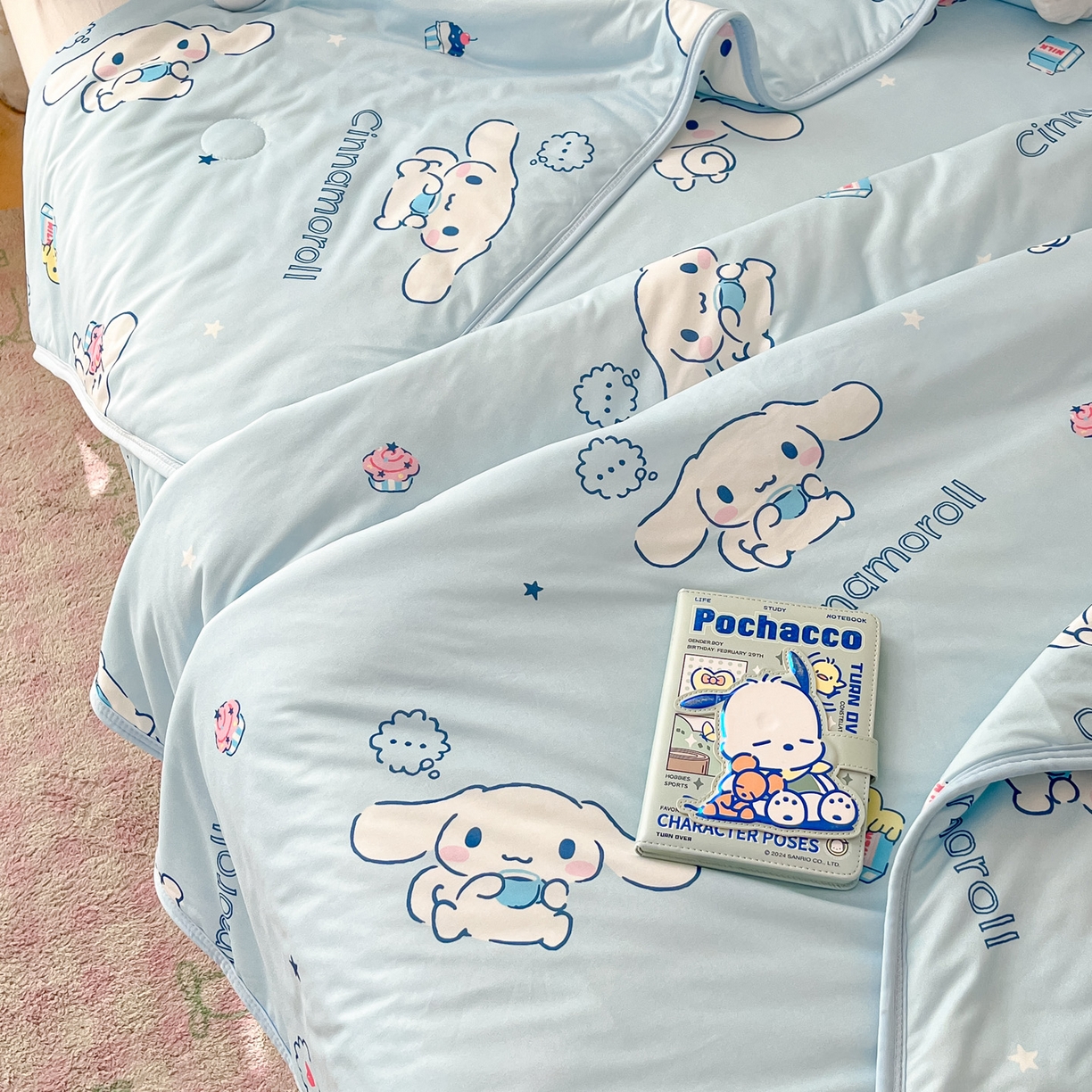 91家纺网 家纺一手货源 找家纺 暮思家居 2026新款正版授权三丽鸥A类仿锦氨小冰皮夏被夏凉被空调被 小冰皮-甜品玉桂狗