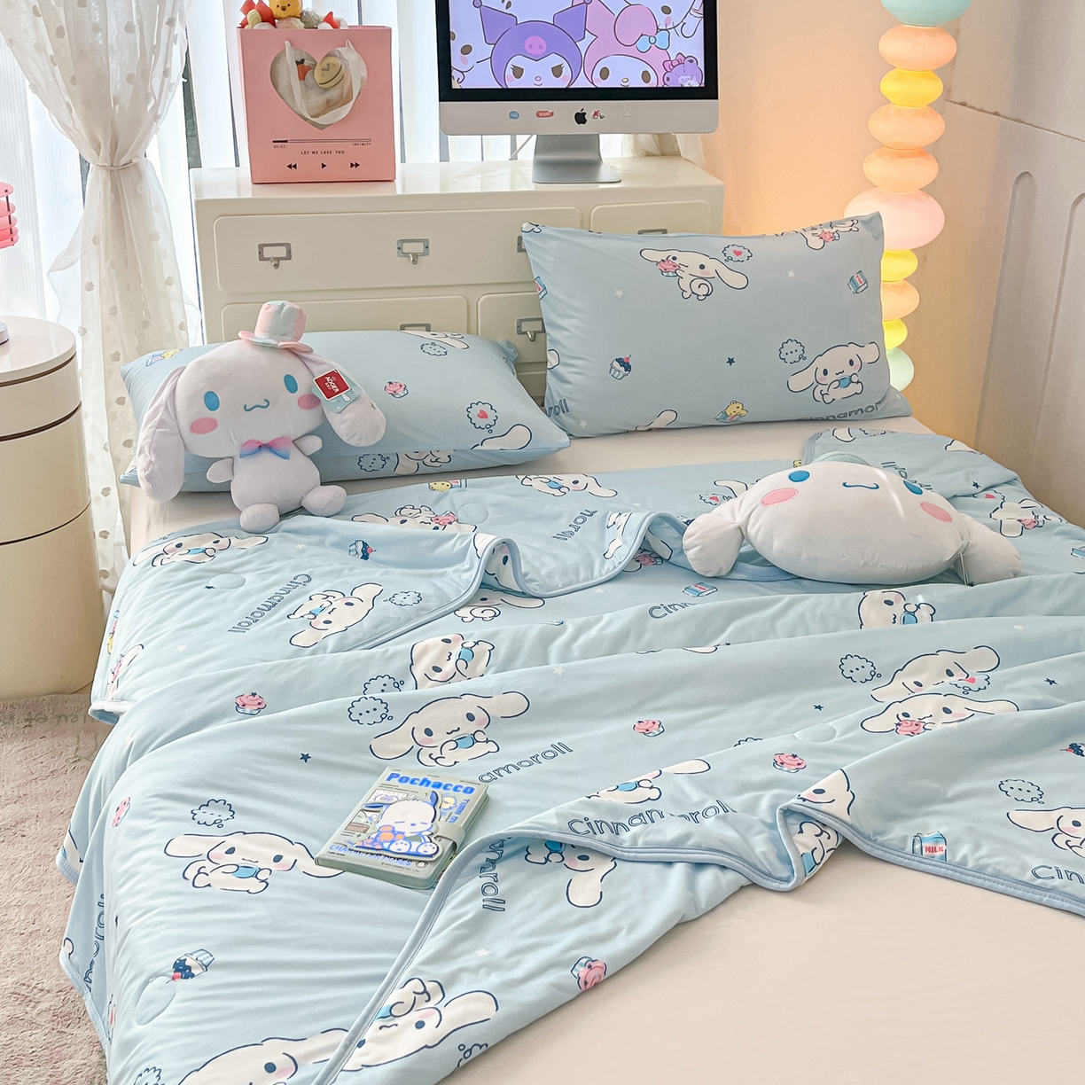 91家纺网 家纺一手货源 找家纺 暮思家居 2026新款正版授权三丽鸥A类仿锦氨小冰皮夏被夏凉被空调被 小冰皮-甜品玉桂狗