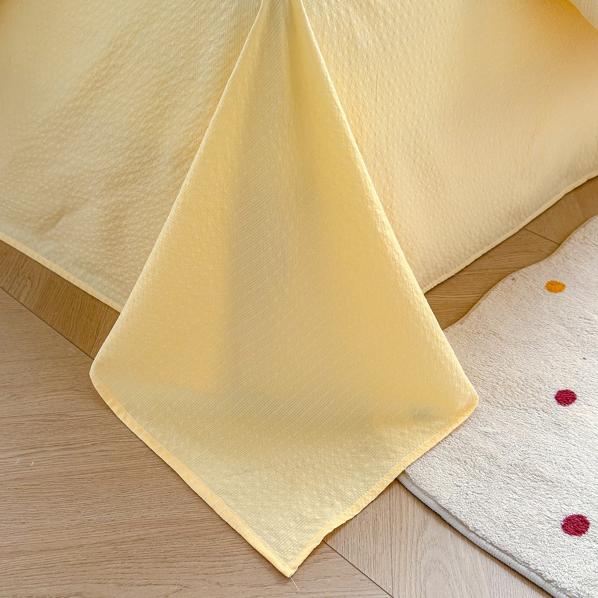 91家纺网 家纺一手货源 找家纺 弗苓家纺 2026新款高克重泡芙棉花边款夏被夏凉被空调被四件套小红书推荐-风格一 条纹星