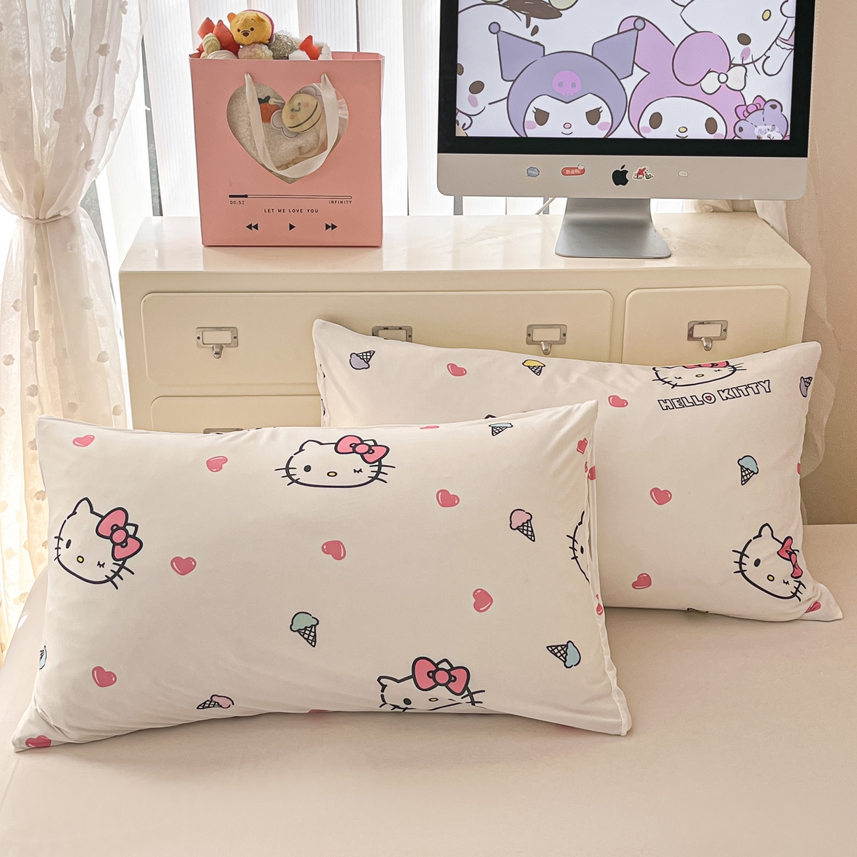 91家纺网 家纺一手货源 找家纺 暮思家居 2026新款正版授权三丽鸥A类仿锦氨小冰皮夏被夏凉被空调被 小冰皮-甜筒KT-白