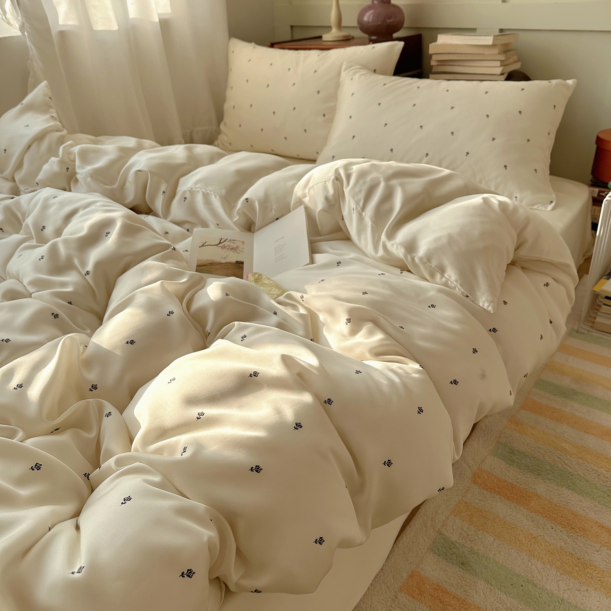 91家纺网 家纺一手货源 找家纺 （总）悦织湾家纺 2026新款亲肤冰丝印花四件套春夏冰爽凉感床上用品三四件套学生宿舍