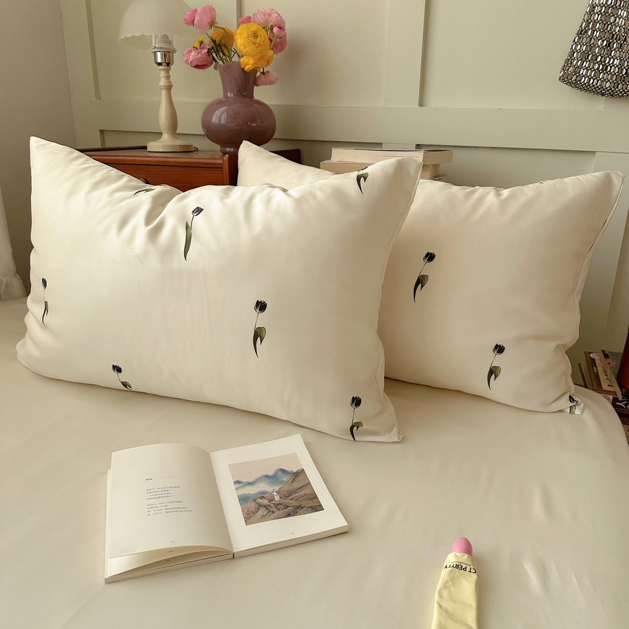 91家纺网 家纺一手货源 找家纺 悦织湾家纺 2026新款亲肤冰丝印花四件套春夏冰爽凉感床上用品三四件套学生宿舍 冰丝-夜影郁香