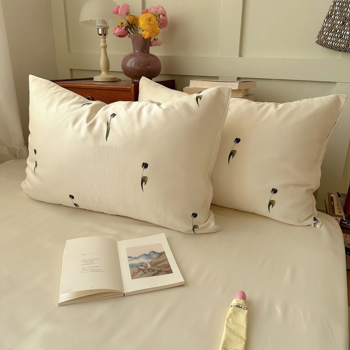 91家纺网 家纺一手货源 找家纺 悦织湾家纺 2026新款亲肤冰丝印花四件套春夏冰爽凉感床上用品三四件套学生宿舍 冰丝-夜影郁香