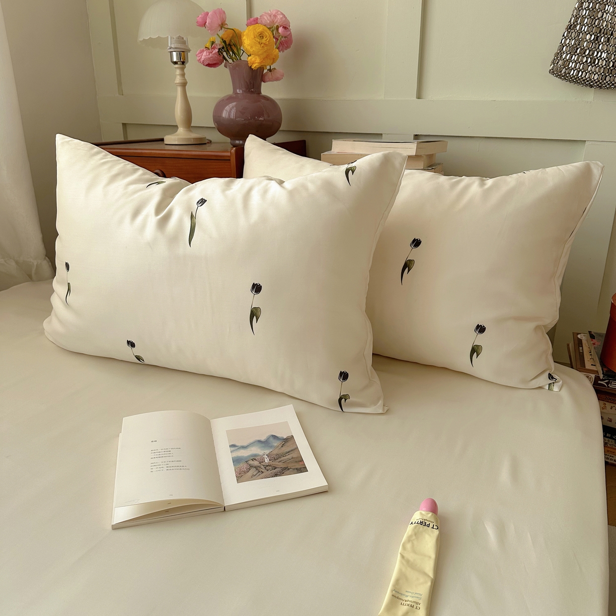 91家纺网 家纺一手货源 找家纺 悦织湾家纺 2026新款亲肤冰丝印花四件套春夏冰爽凉感床上用品三四件套学生宿舍 冰丝-夜影郁香