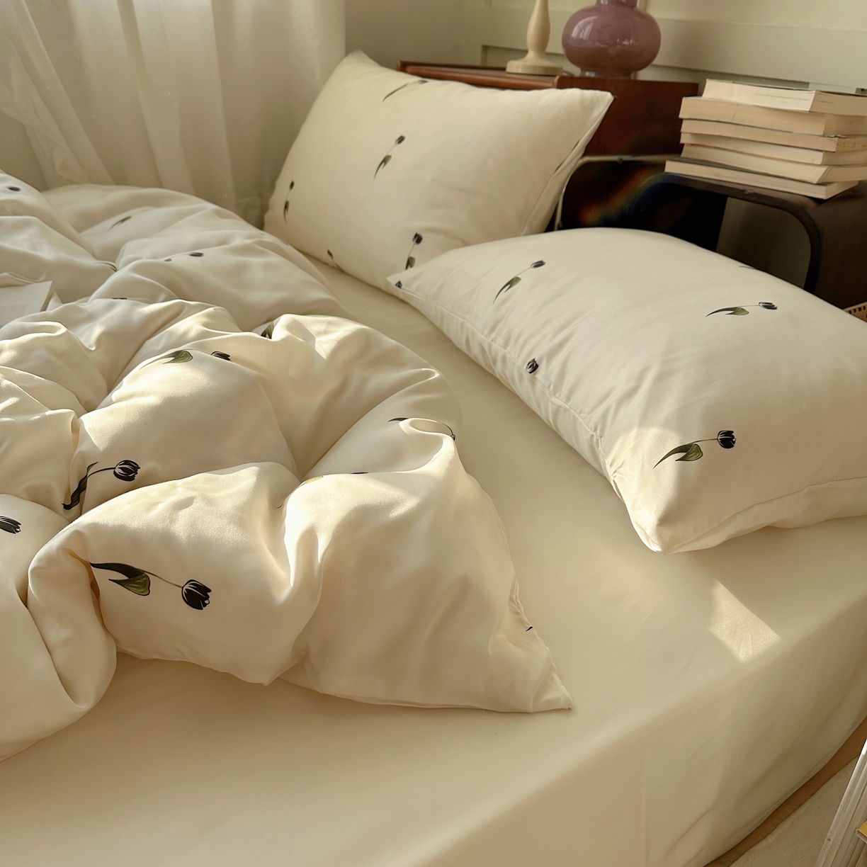 91家纺网 家纺一手货源 找家纺 悦织湾家纺 2026新款亲肤冰丝印花四件套春夏冰爽凉感床上用品三四件套学生宿舍 冰丝-夜影郁香