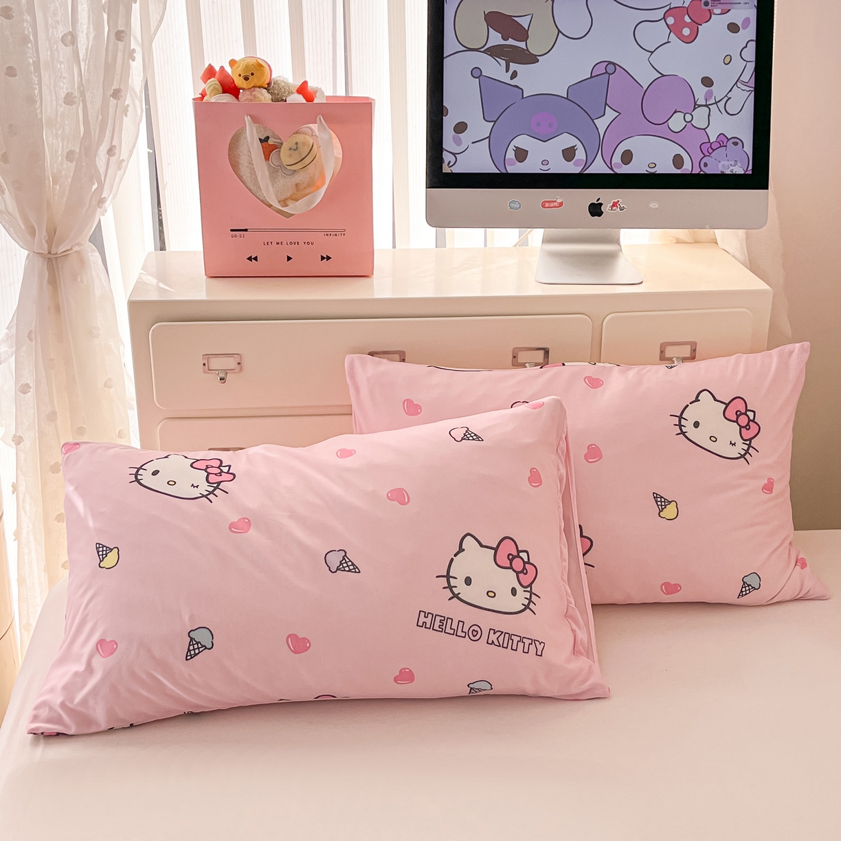 91家纺网 家纺一手货源 找家纺 暮思家居 2026新款正版授权三丽鸥A类仿锦氨小冰皮夏被夏凉被空调被 小冰皮-甜筒KT-粉