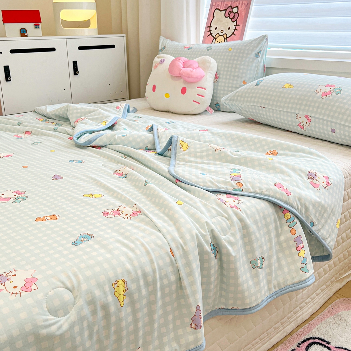 91家纺网 家纺一手货源 找家纺 暮思家居 2026新款正版授权三丽鸥A类仿锦氨小冰皮夏被夏凉被空调被 小冰皮-小熊KT