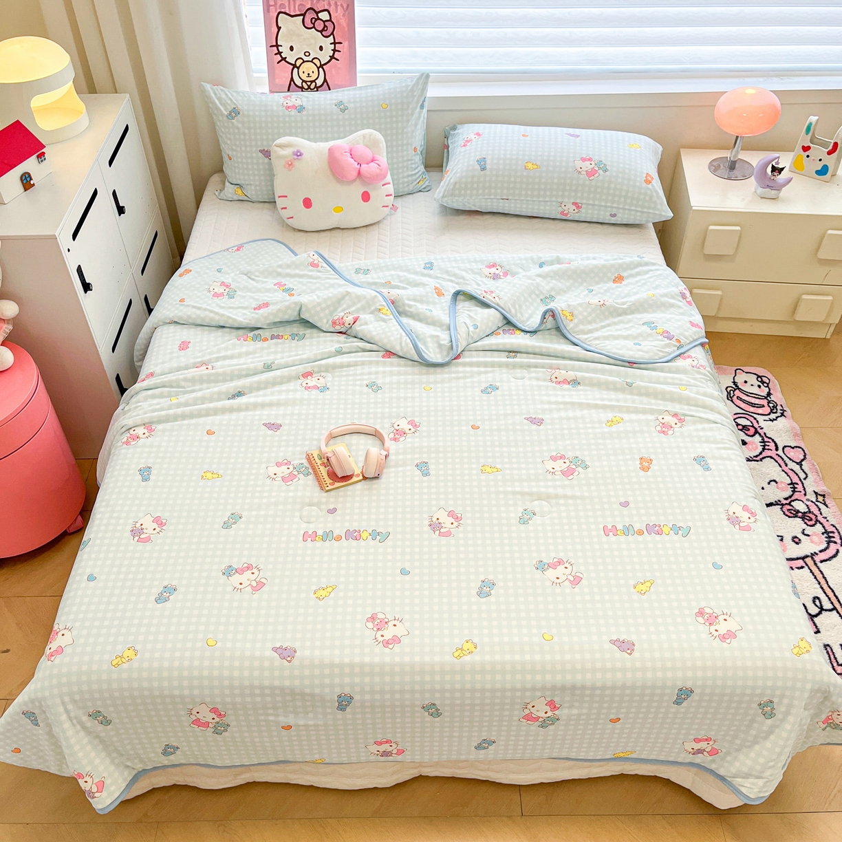 91家纺网 家纺一手货源 找家纺 暮思家居 2026新款正版授权三丽鸥A类仿锦氨小冰皮夏被夏凉被空调被 小冰皮-小熊KT