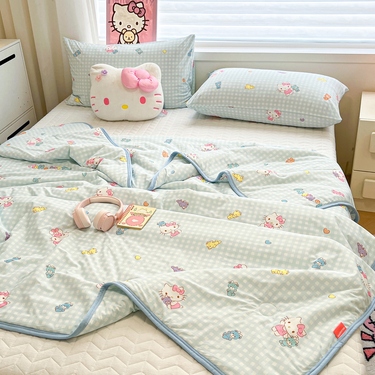 91家纺网 家纺一手货源 找家纺 暮思家居 2026新款正版授权三丽鸥A类仿锦氨小冰皮夏被夏凉被空调被 小冰皮-小熊KT