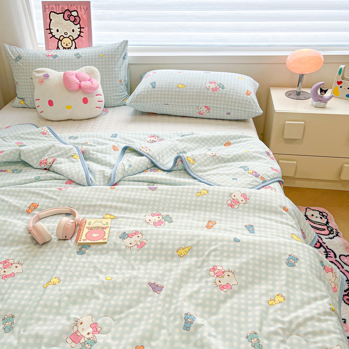 91家纺网 家纺一手货源 找家纺 暮思家居 2026新款正版授权三丽鸥A类仿锦氨小冰皮夏被夏凉被空调被 小冰皮-小熊KT