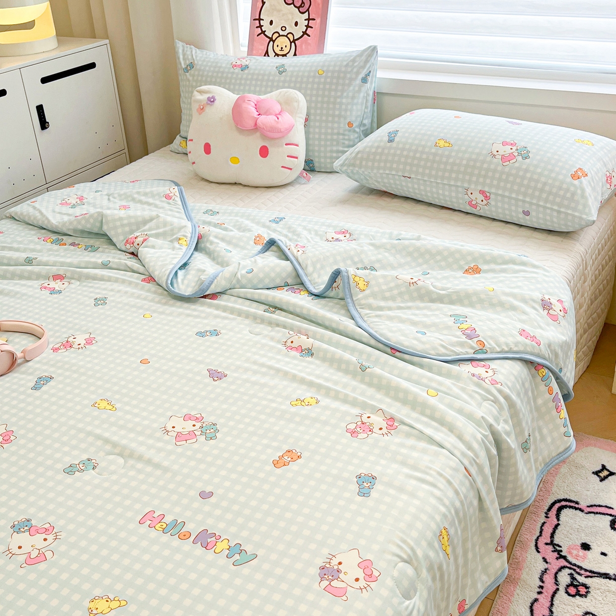 91家纺网 家纺一手货源 找家纺 暮思家居 2026新款正版授权三丽鸥A类仿锦氨小冰皮夏被夏凉被空调被 小冰皮-小熊KT