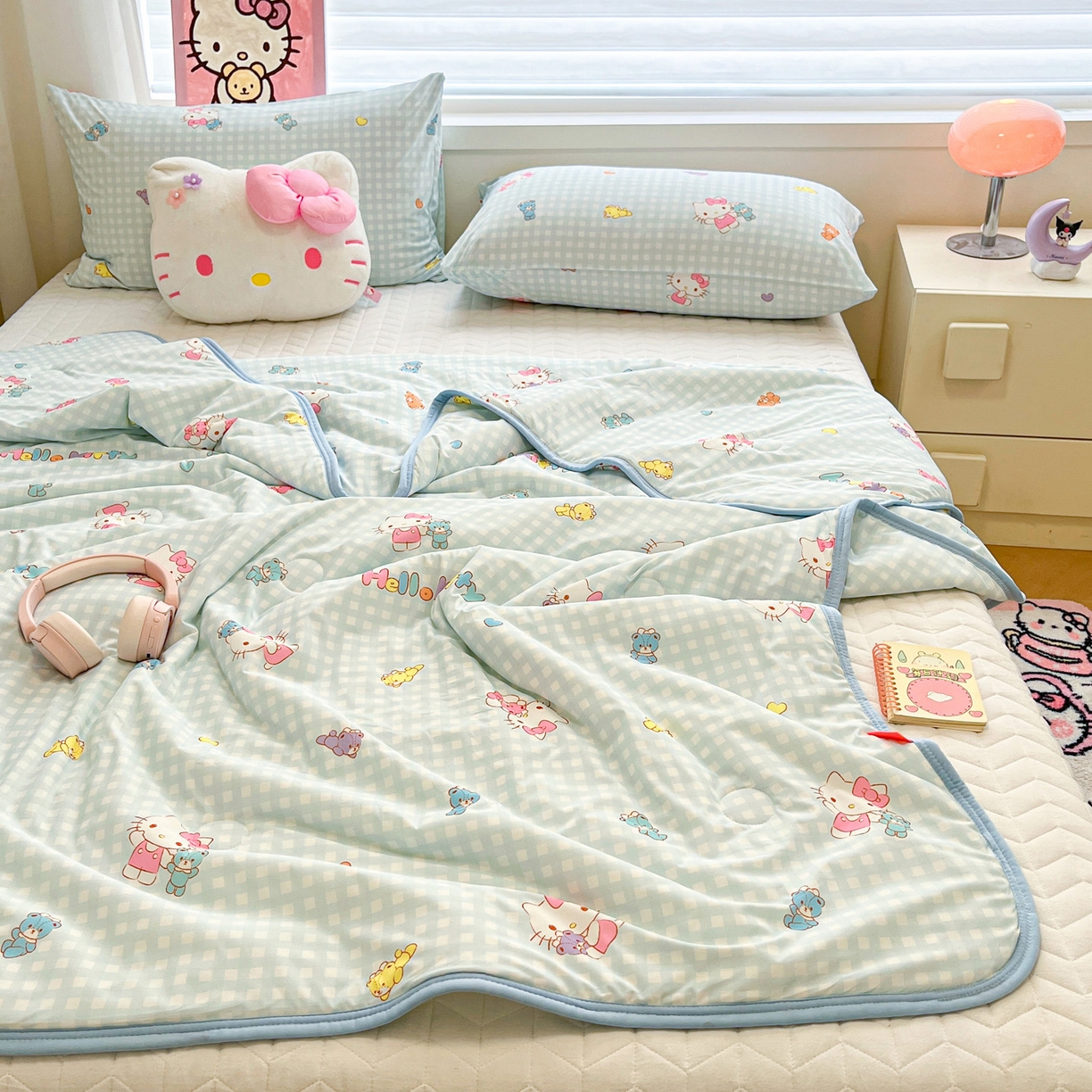 91家纺网 家纺一手货源 找家纺 暮思家居 2026新款正版授权三丽鸥A类仿锦氨小冰皮夏被夏凉被空调被 小冰皮-小熊KT