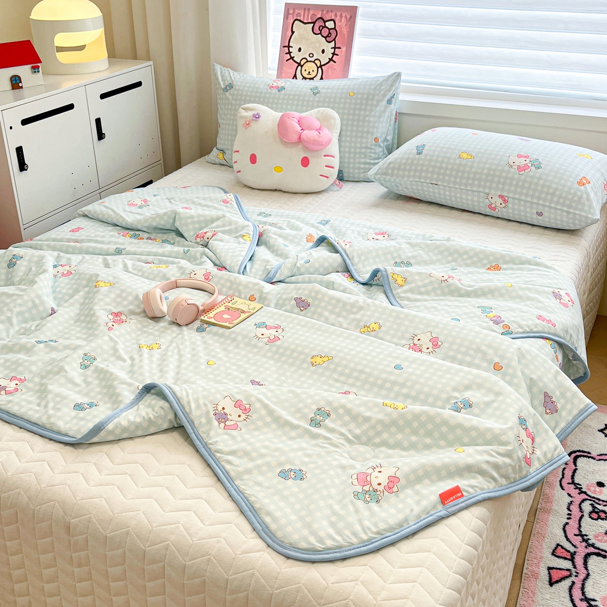 91家纺网 家纺一手货源 找家纺 暮思家居 2026新款正版授权三丽鸥A类仿锦氨小冰皮夏被夏凉被空调被 小冰皮-小熊KT