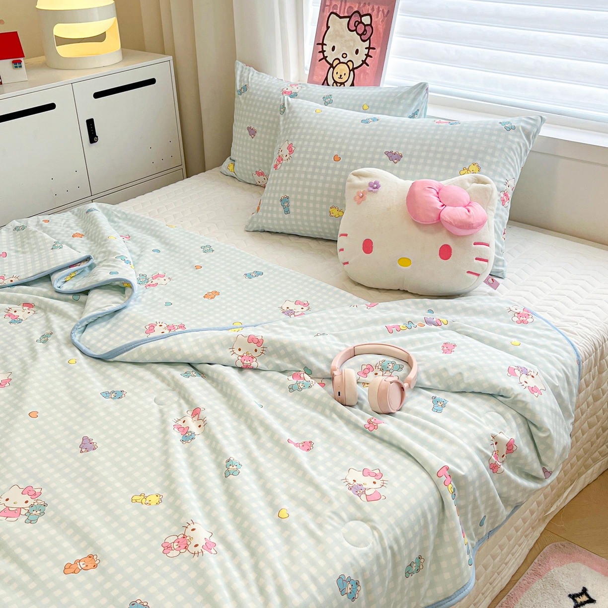 91家纺网 家纺一手货源 找家纺 暮思家居 2026新款正版授权三丽鸥A类仿锦氨小冰皮夏被夏凉被空调被 小冰皮-小熊KT