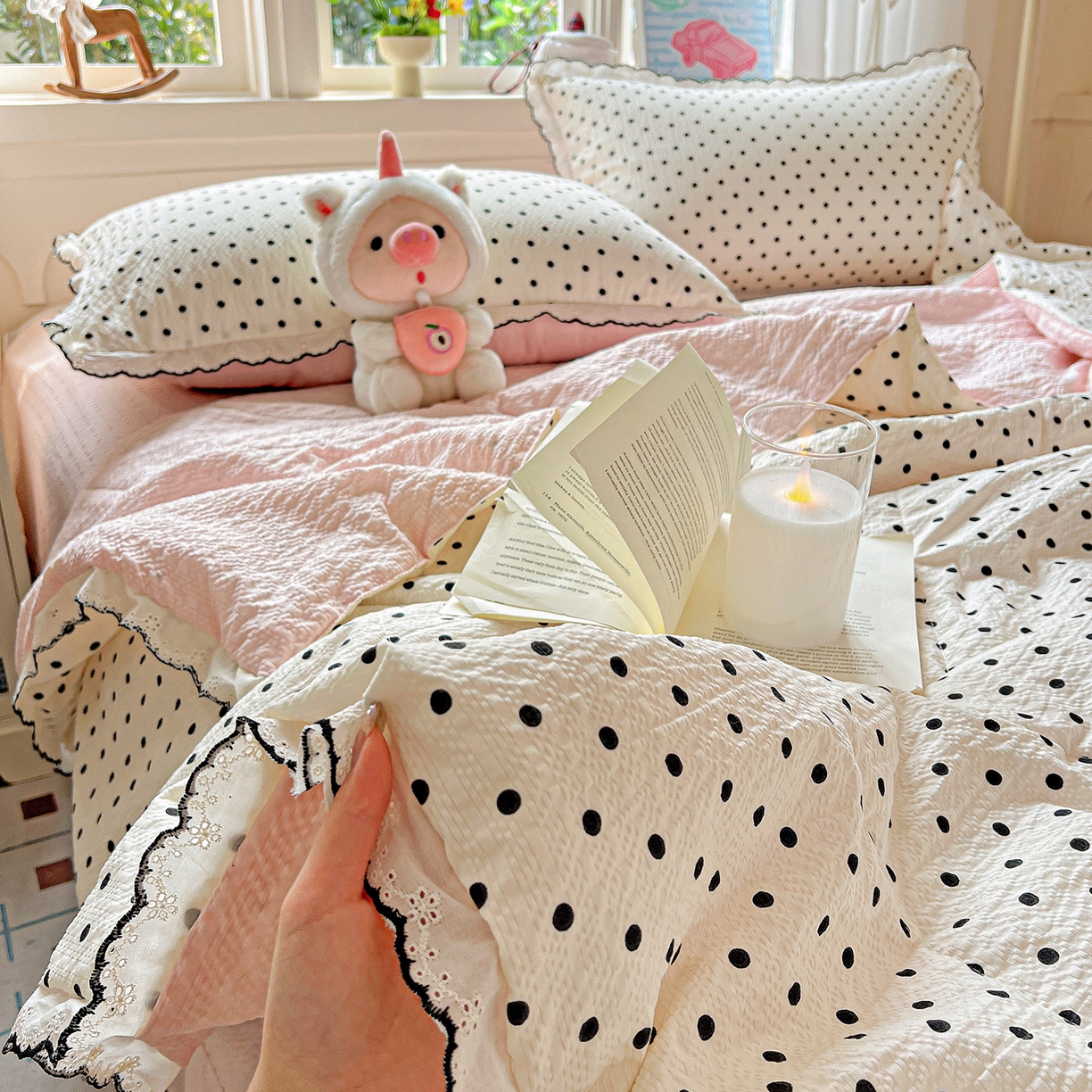 91家纺网 家纺一手货源 找家纺 （总）梵希雅 2026新款泡芙纱纯棉蕾丝花边夏被四件套