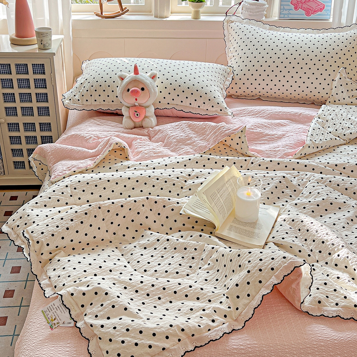 91家纺网 家纺一手货源 找家纺 （总）梵希雅 2026新款泡芙纱纯棉蕾丝花边夏被四件套