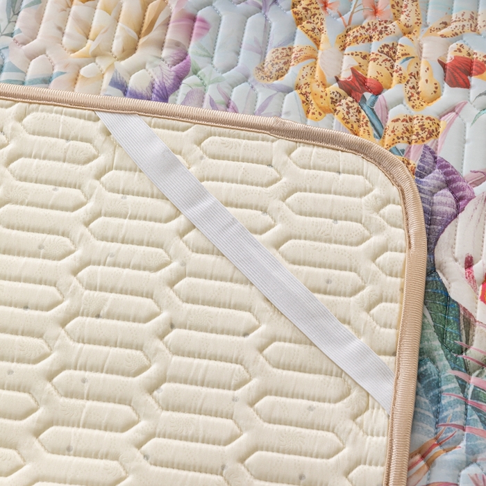 91家纺网 家纺一手货源 找家纺 美丽折2026新品6mm厚天然乳胶凉席三件套 大版印花卡通乳胶凉席平铺款 流光溢彩蓝