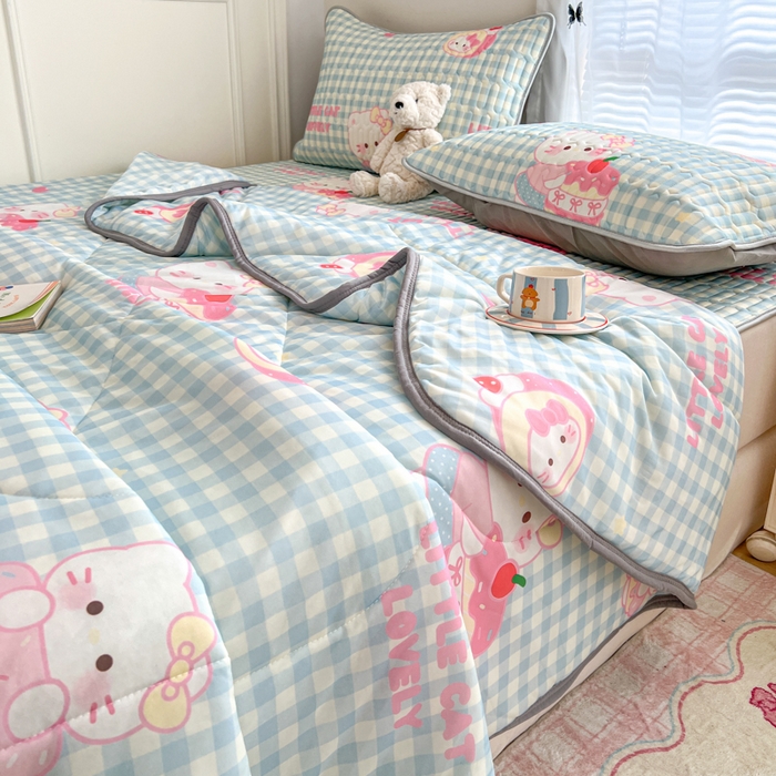 91家纺网 家纺一手货源 找家纺 （总）柒月家居 2026新款凉感丝小清新乳胶凉席夏被四件套系列