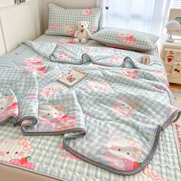 91家纺网 家纺一手货源 找家纺 （总）柒月家居 2026新款凉感丝小清新乳胶凉席夏被四件套系列