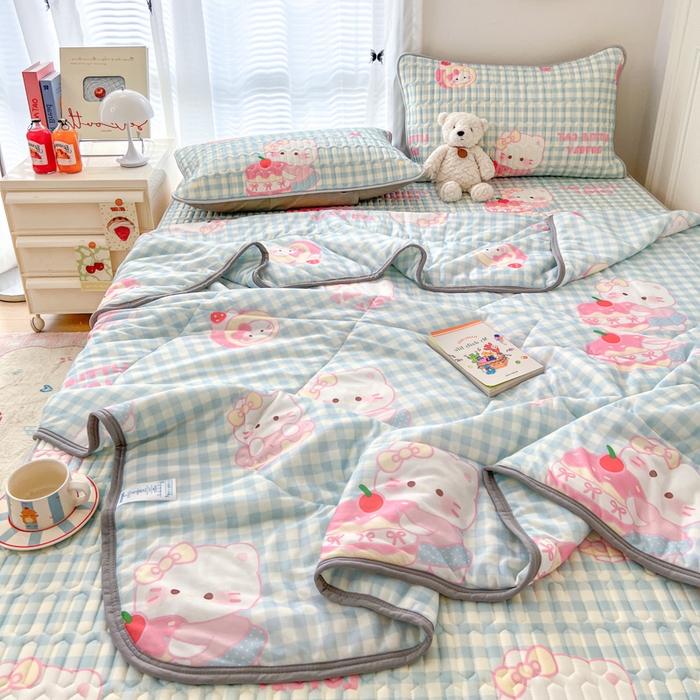 91家纺网 家纺一手货源 找家纺 （总）柒月家居 2026新款凉感丝小清新乳胶凉席夏被四件套系列