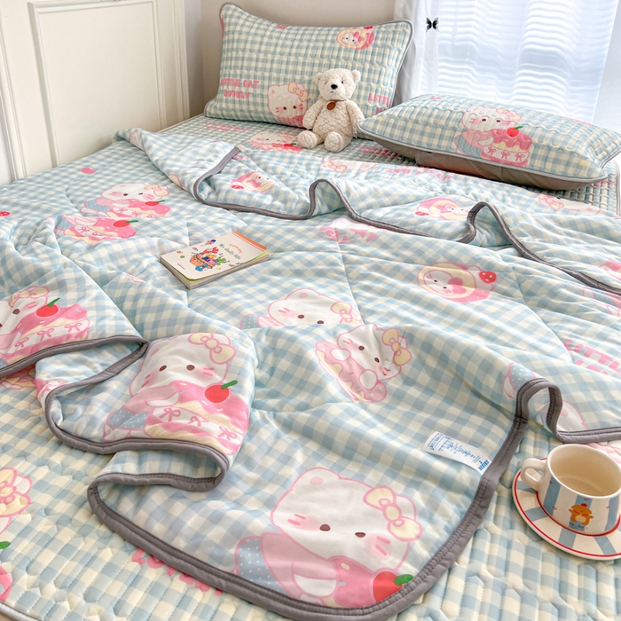 91家纺网 家纺一手货源 找家纺 （总）柒月家居 2026新款凉感丝小清新乳胶凉席夏被四件套系列