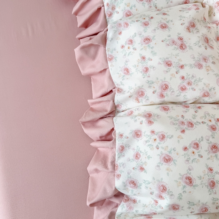 91家纺网 家纺一手货源 找家纺 晚爱家纺（原晚安家居） 2026韩版花边四件套 有氧针织双层纱天竺棉超柔小清新四件套 爱意