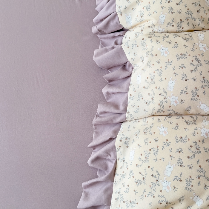 91家纺网 家纺一手货源 找家纺 晚爱家纺（原晚安家居） 2026韩版花边四件套 有氧针织双层纱天竺棉超柔小清新四件套 安琪拉