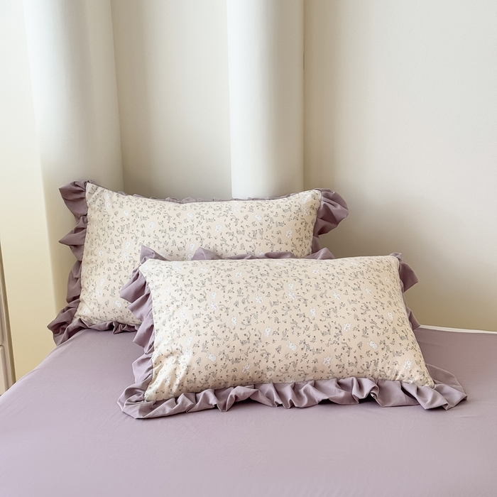 91家纺网 家纺一手货源 找家纺 晚爱家纺（原晚安家居） 2026韩版花边四件套 有氧针织双层纱天竺棉超柔小清新四件套 安琪拉