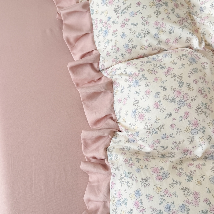 91家纺网 家纺一手货源 找家纺 晚爱家纺（原晚安家居） 2026韩版花边四件套 有氧针织双层纱天竺棉超柔小清新四件套 花漾年华