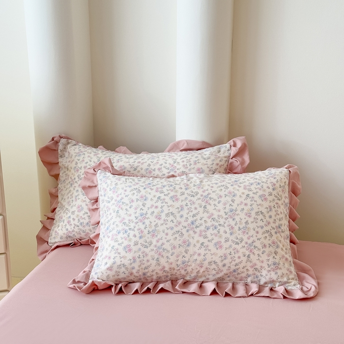 91家纺网 家纺一手货源 找家纺 晚爱家纺（原晚安家居） 2026韩版花边四件套 有氧针织双层纱天竺棉超柔小清新四件套 花漾年华