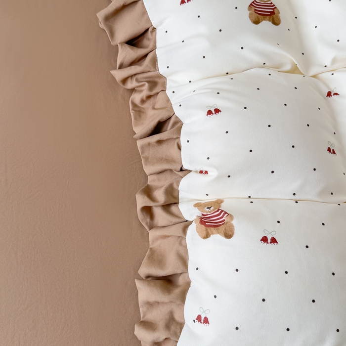 91家纺网 家纺一手货源 找家纺 晚爱家纺（原晚安家居） 2026韩版花边四件套 有氧针织双层纱天竺棉超柔小清新四件套 铃铛熊