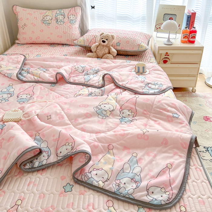 91家纺网 家纺一手货源 找家纺 （总）柒月家居 2026新款凉感丝小清新乳胶凉席夏被四件套系列