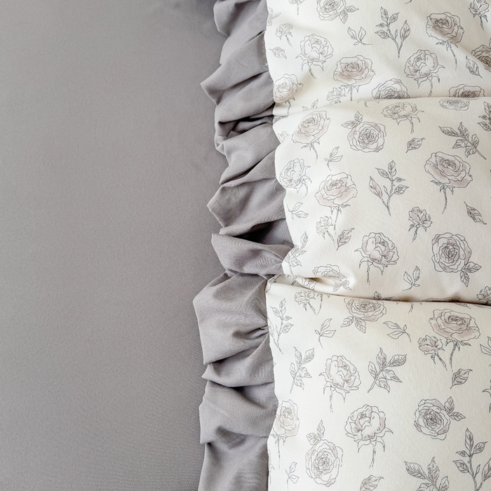 91家纺网 家纺一手货源 找家纺 晚爱家纺（原晚安家居） 2026韩版花边四件套 有氧针织双层纱天竺棉超柔小清新四件套 玫瑰