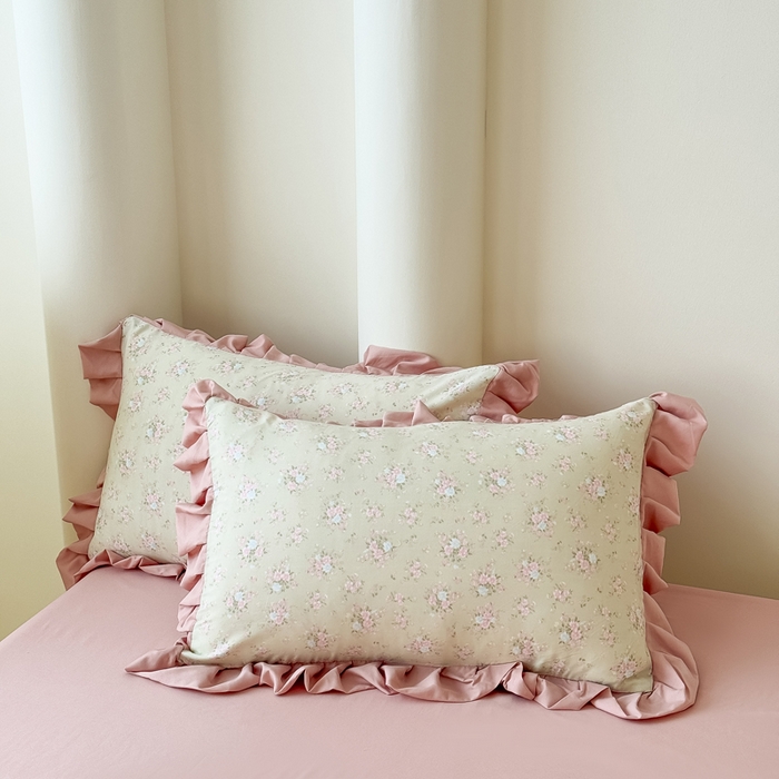 91家纺网 家纺一手货源 找家纺 晚爱家纺（原晚安家居） 2026韩版花边四件套 有氧针织双层纱天竺棉超柔小清新四件套 茉莉青提