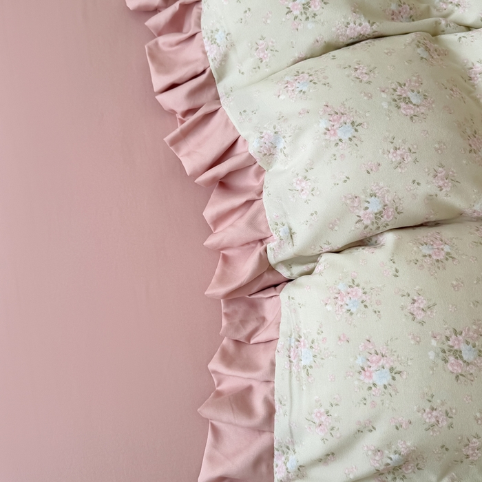 91家纺网 家纺一手货源 找家纺 晚爱家纺（原晚安家居） 2026韩版花边四件套 有氧针织双层纱天竺棉超柔小清新四件套 茉莉青提